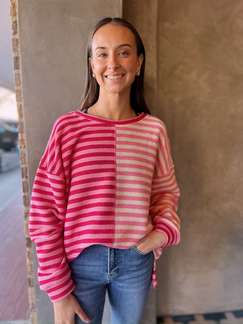 Amy Textured Color Block Top