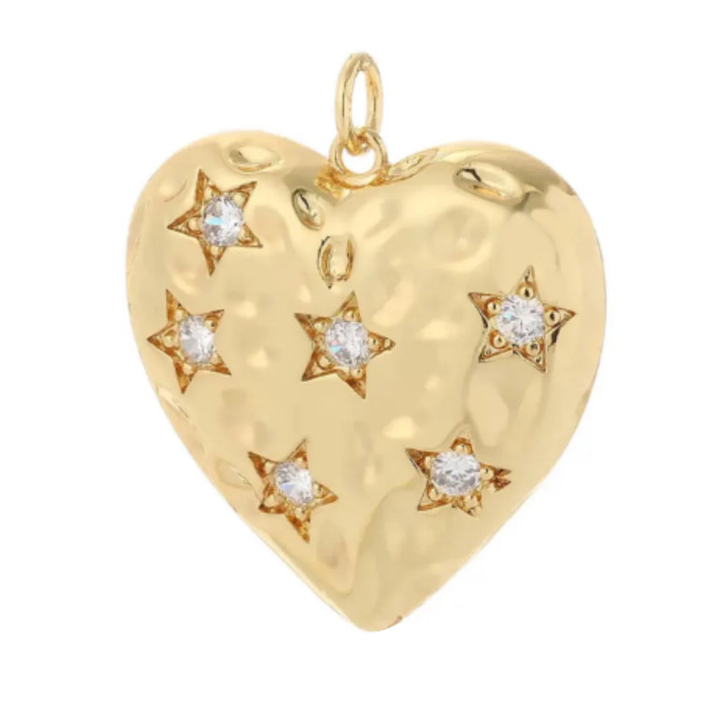 Textured Heart Star Charm