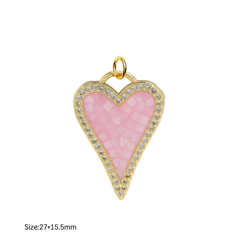 Long Pink Heart Charm