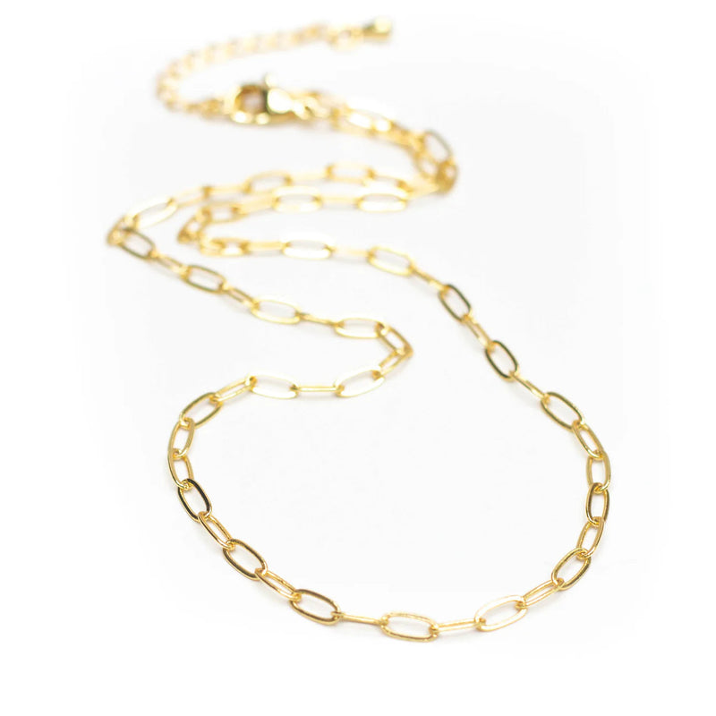 Gold Chainlink Paperclip Necklace- Medium