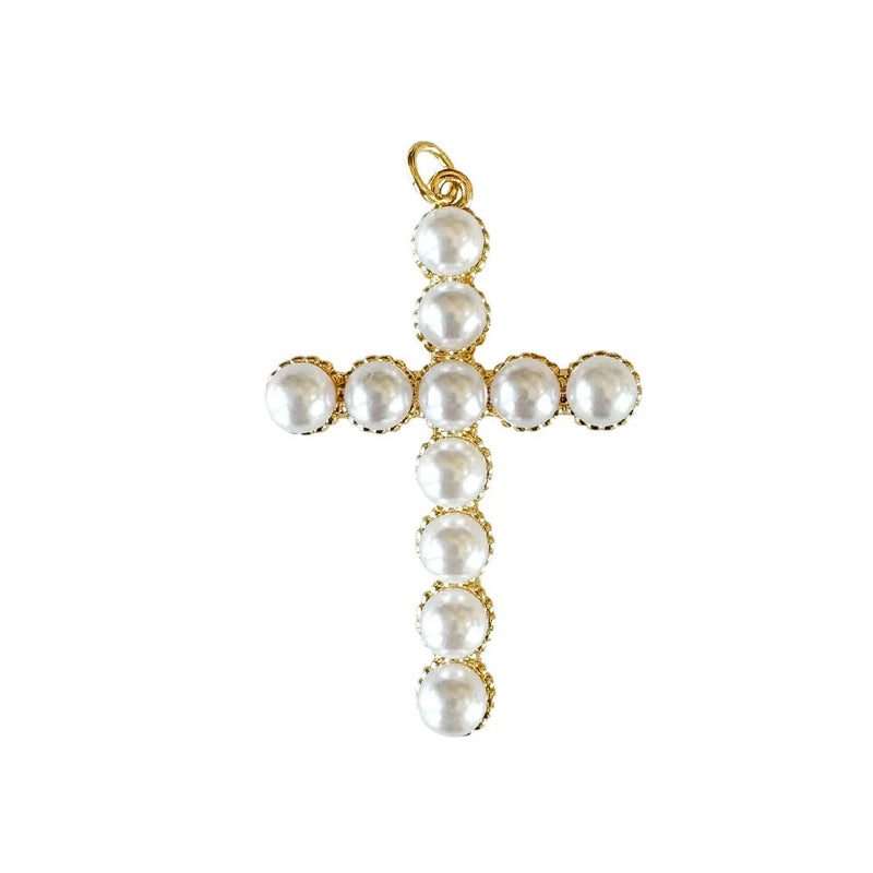 Pearl Cross Charm