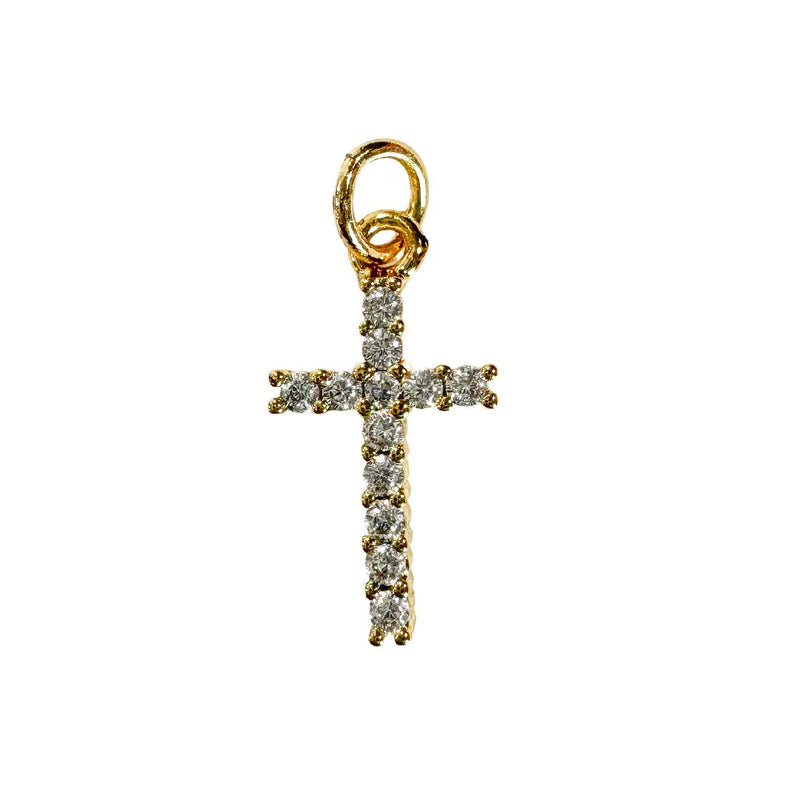 CZ Gold Cross Charm