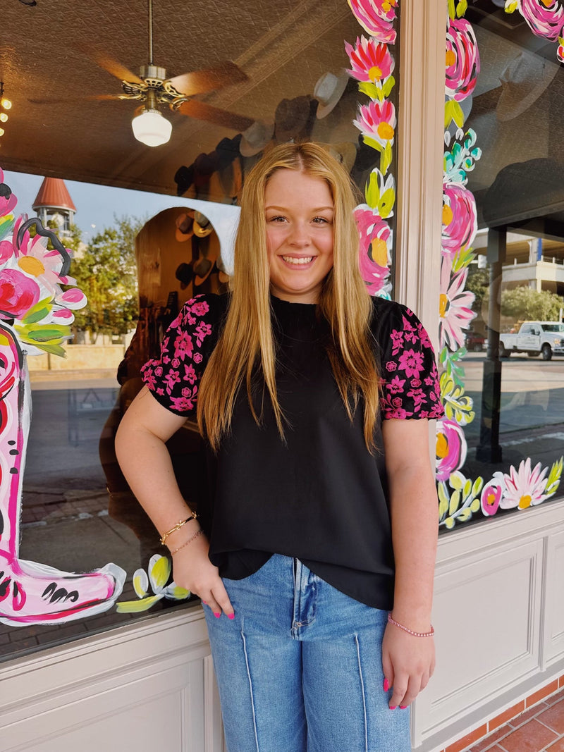 Black Puff Sleeve Top