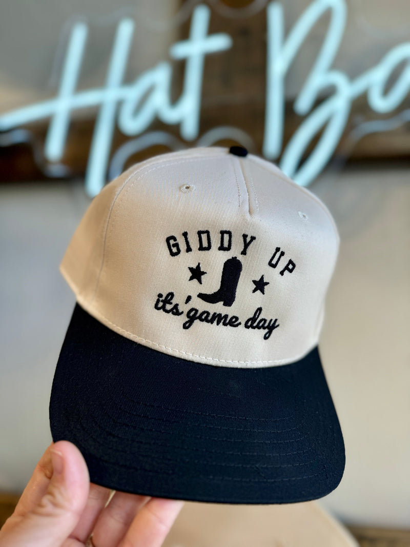 Giddy Up Game Day Hat Black & Tan