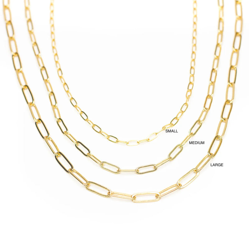 Gold Chainlink Paperclip Necklace- Medium