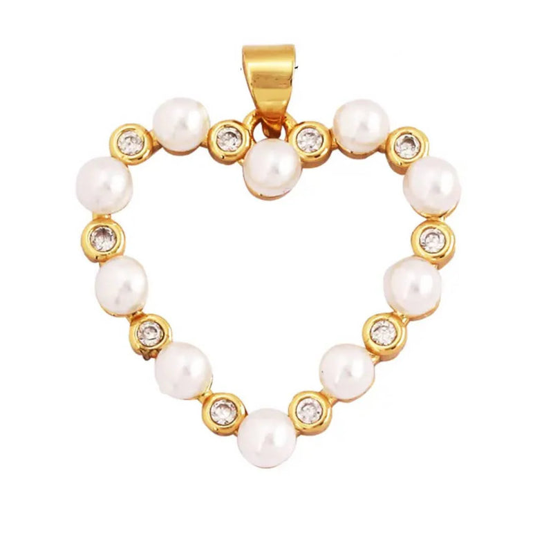 Pearl & CZ Heart Charm