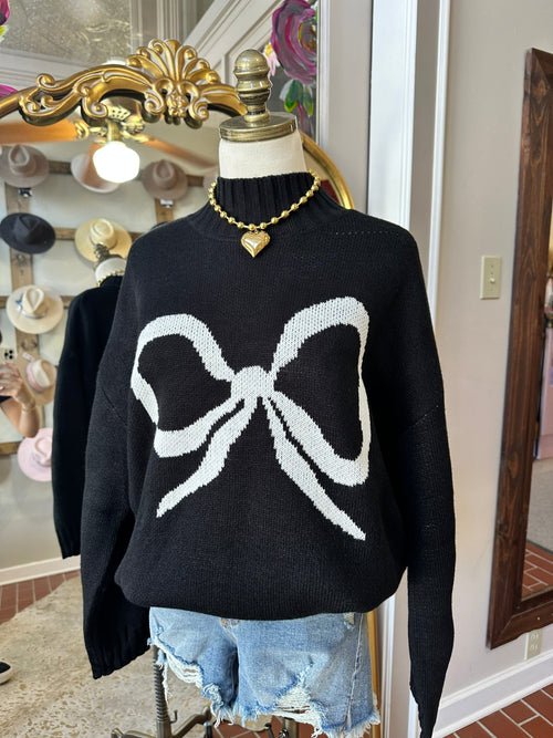 RIBBON MOCK NECK SWEATER TOP