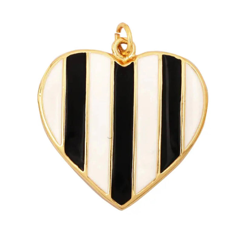 Black and White Heart Charm