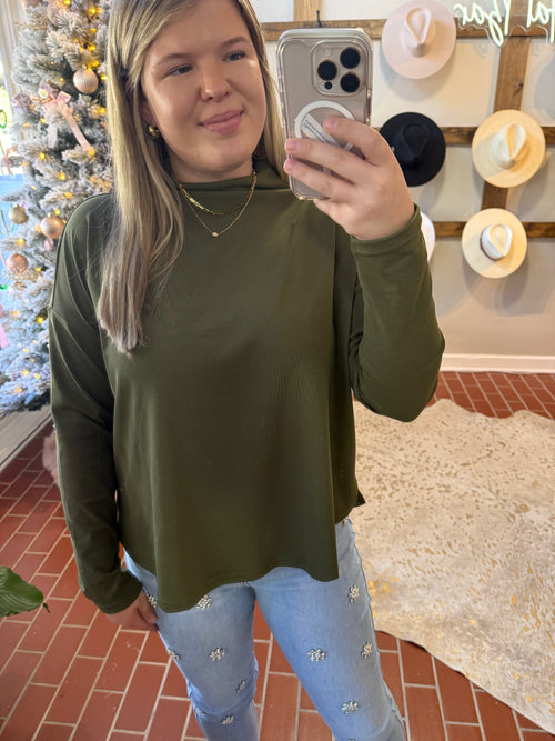 Olive Moc Neck Top