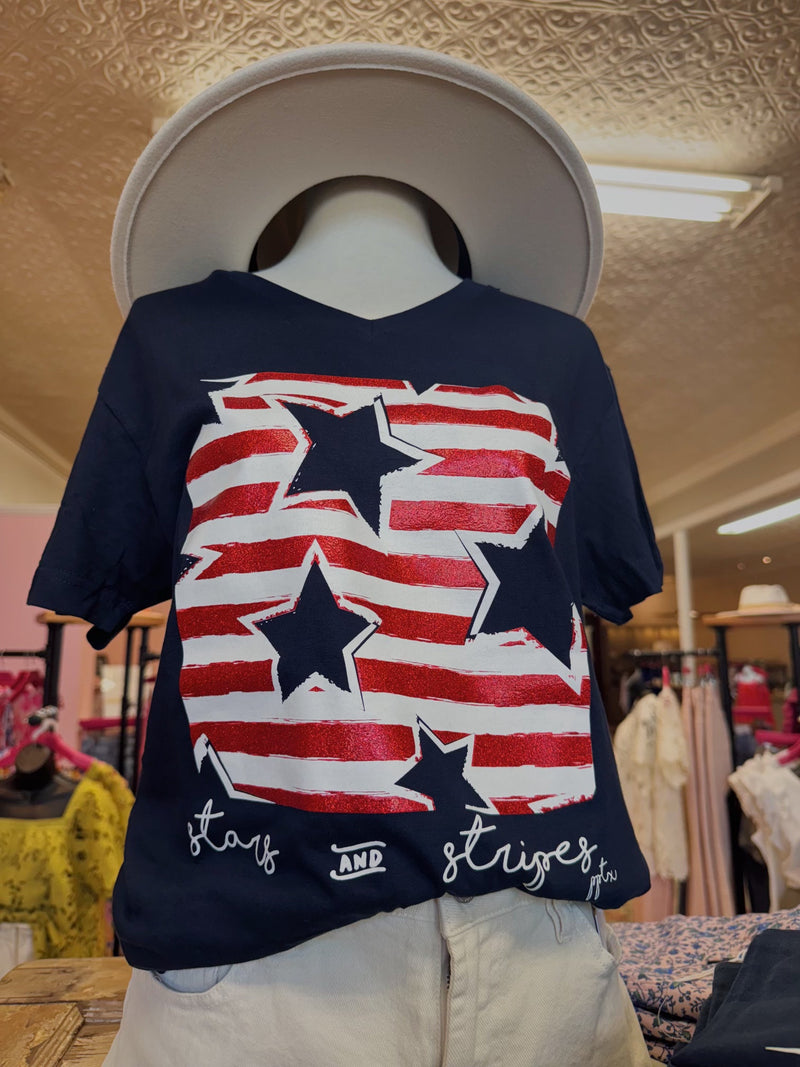 Stars and Stripes Glitter Tee