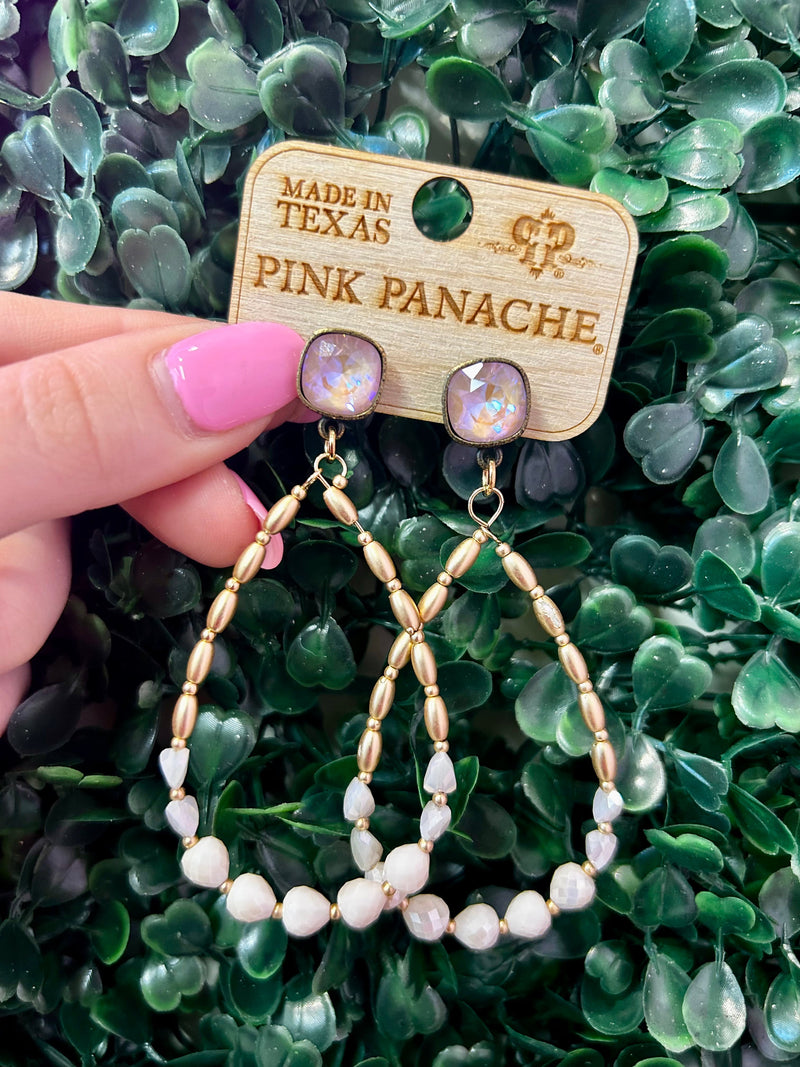 Pink Panache Gold Pearl Teardrop Earrings