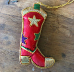 Western Boot Christmas Ornament