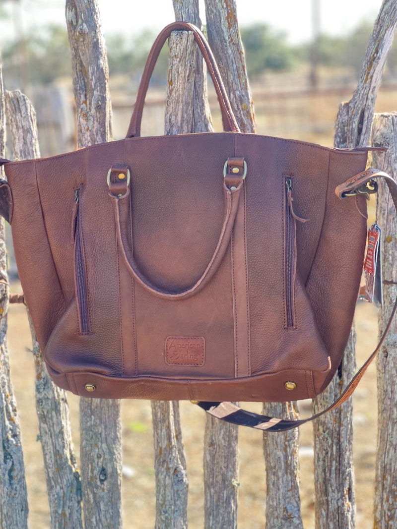 Leather Concealed Carry Satchel - Distressed Buffalo - Athena's Armory